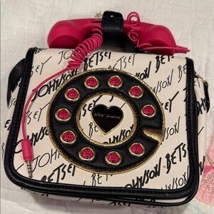 Betsey Johnson Black and Pink Crossbody Bag